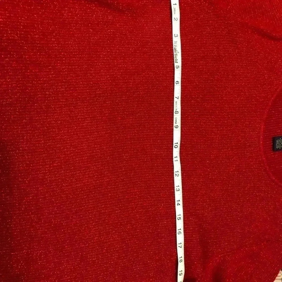 Laura Scott 3/4 sleeve shimmery red sweater 16-18W *EUC* Chest 20.5 Length 24.5 - Picture 6 of 7